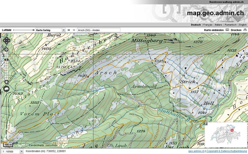 Alp Arsch; Printscreen von map.geo.admin.ch