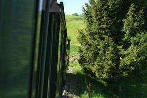Fahrt mit der Dampfbahn in Richtung Bäretswil