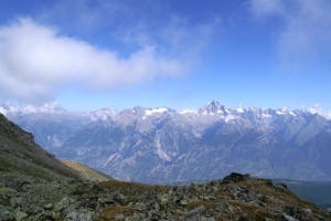 Blick auf die Berge des Wallis