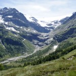 Unterhalb des Gletschers liegt das Ziel - der Lagh da Caralin